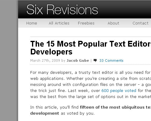 Six Revisions screen shot. Such a great site I wonder who runs it.